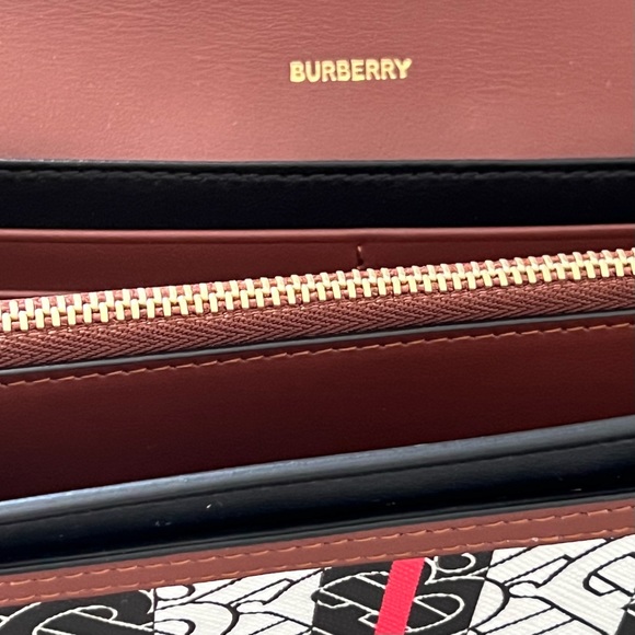 Burberry E-Canvas TB Monogram Stripe Continental Wallet In Bridle Brown - Picture 10 of 14